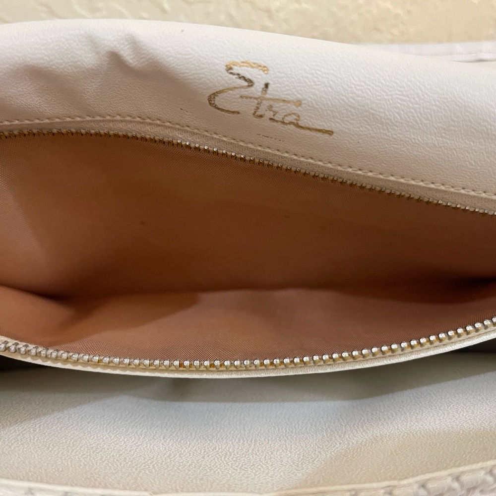 Cute Etra 60's Vintage White Leather Envelope Clutch / Crossbody Bag Handbag - Picture 11 of 12